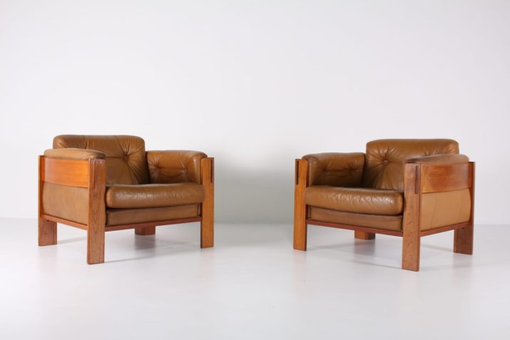 Two cognac leather armchairs JYDSK Denmark