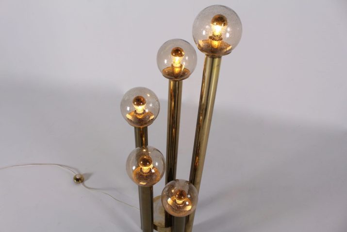 lampadaire laiton boules verre bulléIMG 3104