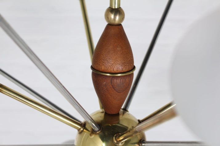 Opaline & brass sputnik chandelier