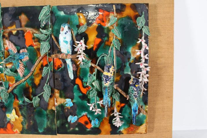 Wall composition with birds in ceramic 1977