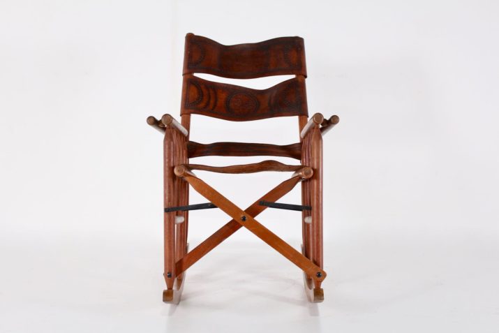 Leather folding rocking chair