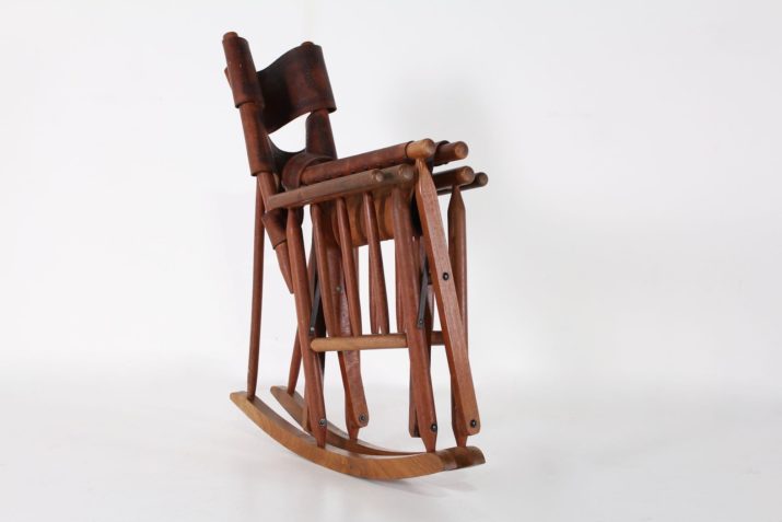 Leather folding rocking chair