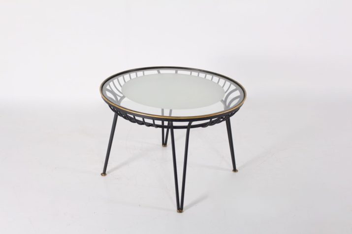Round coffee table Matégot style
