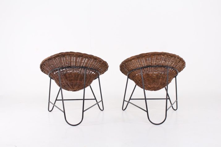 Paar rieten stoelen in de stijl van Mathieu Matégot