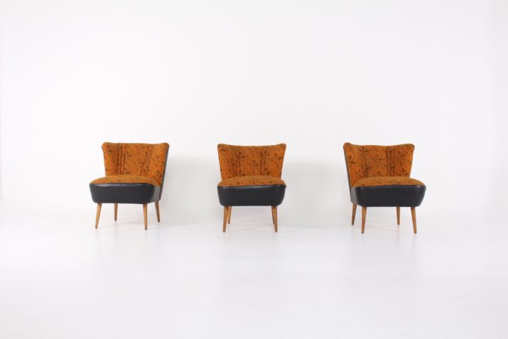 3 orange cocktail chairs