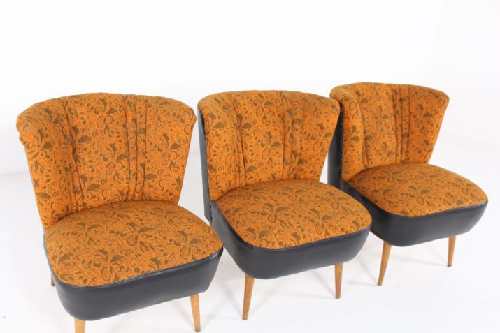 3 orange cocktail chairs