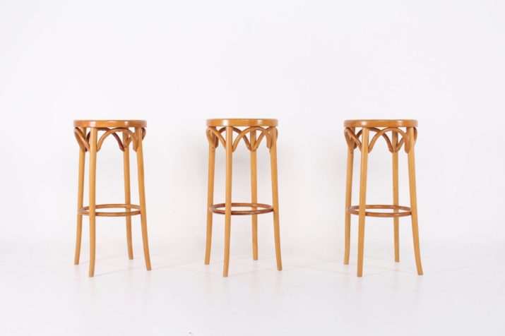 3 caned stools Thonet style