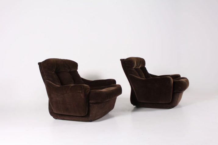 Pair of Airborne velvet armchairs
