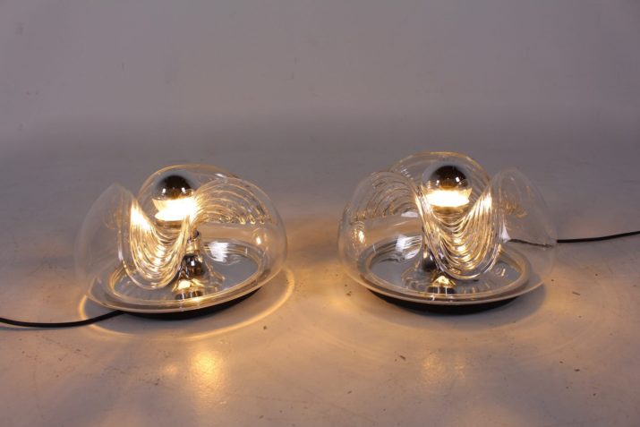 Dome lamps in pressed glass.
