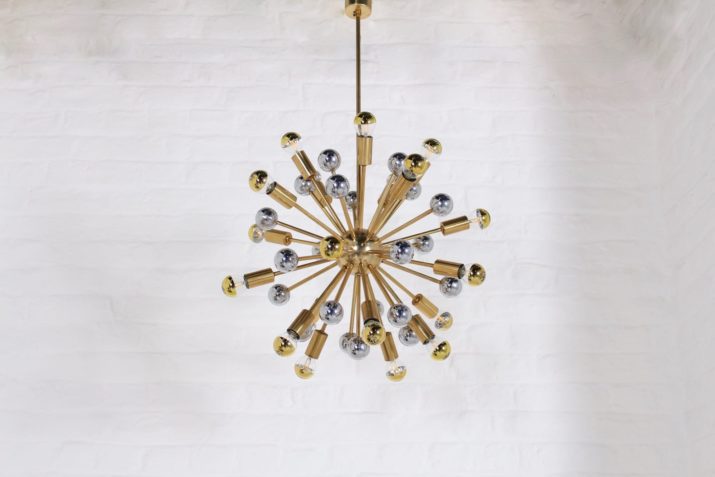 Hollywood regency brass sputnik chandelier