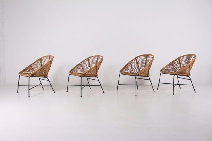 4 fauteuils en 1 bank van bamboe