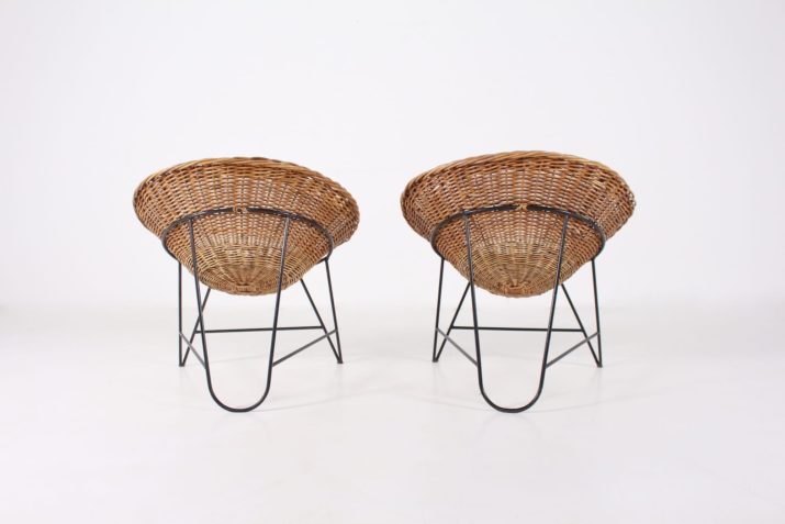 Pair of wicker armchairs Matégot style