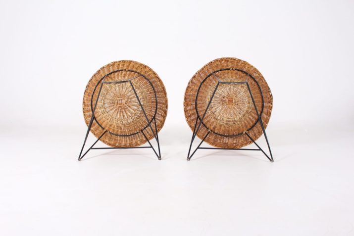Pair of wicker armchairs Matégot style