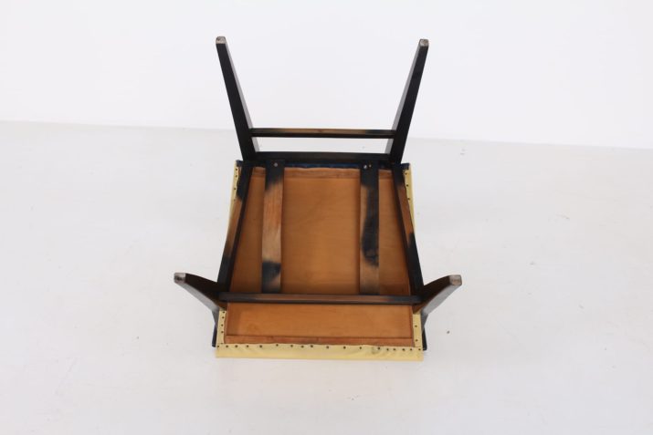 fauteuil skai jaune accoudoirs laqué noir compas boomerangIMG 1657