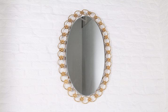 Hollywood Regency ovale gouden spiegel
