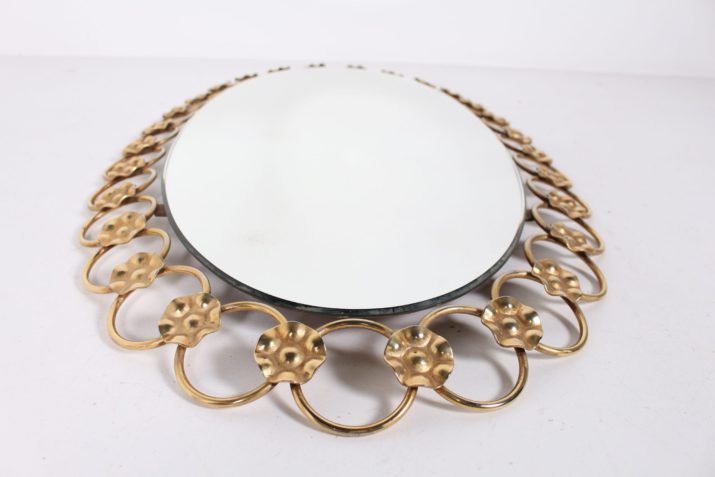 Hollywood Regency oval gold mirror