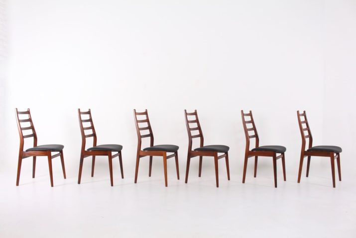 6 Scandinavische rozenhouten stoelen
