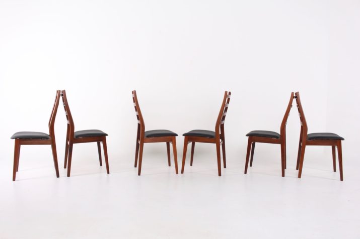 6 Scandinavische rozenhouten stoelen