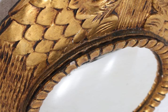 Convexe spiegel in verguld hout, tweekoppige adelaar