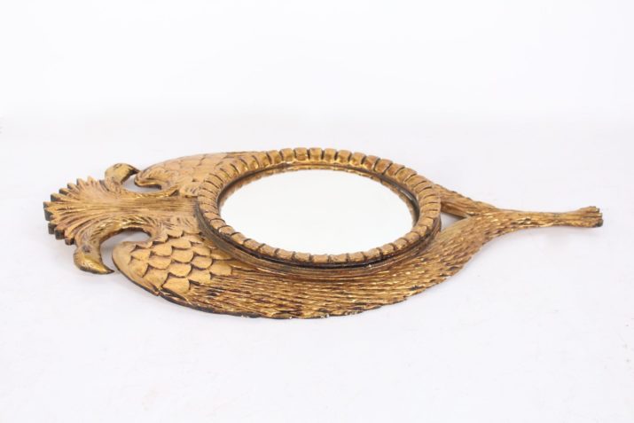Convex mirror in gilded wood, double-headed eagle