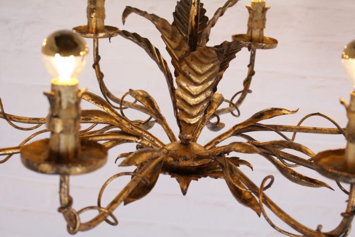 Gilded wrought iron chandelier Kögl style