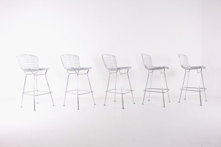5 chrome stools Harry Bertoïa & Knoll