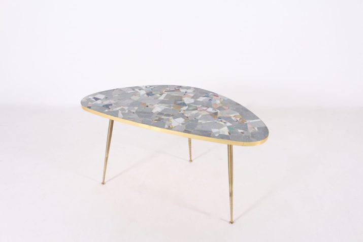 Tripod coffee table in free form mosaic