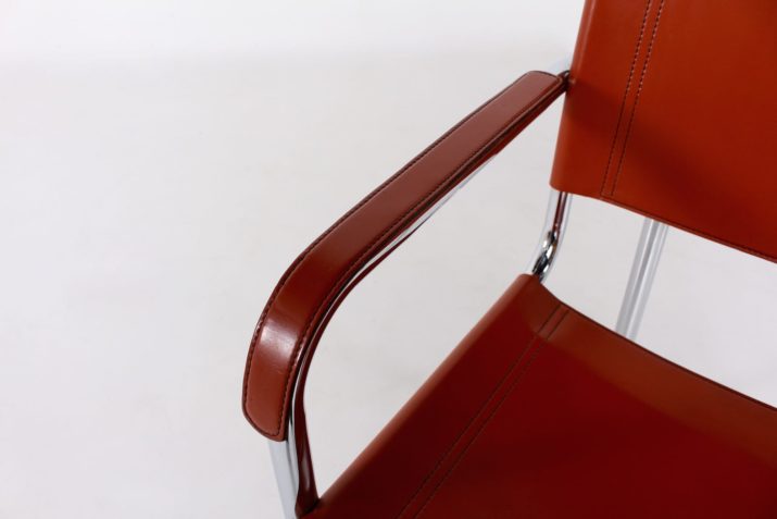 4 Italian chairs in cognac leather