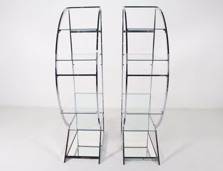 Milo Baughman style chrome shelves