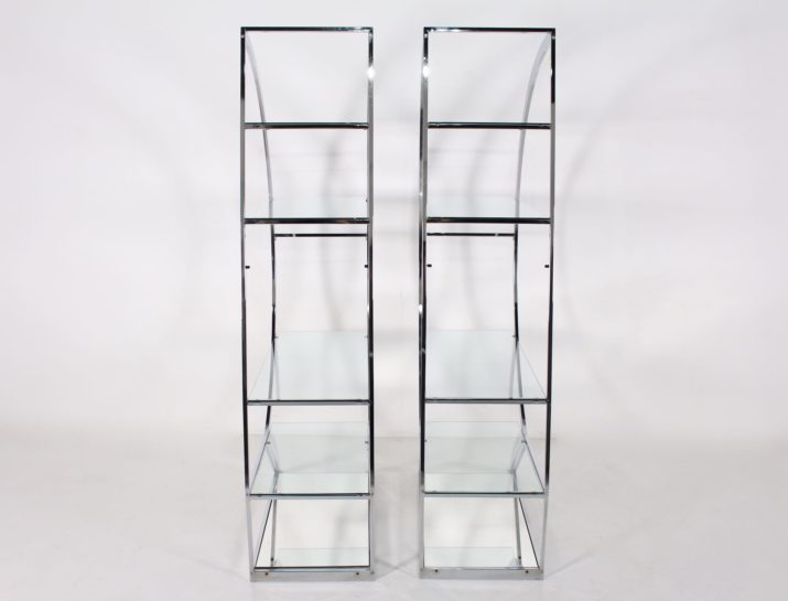 Milo Baughman style chrome shelves