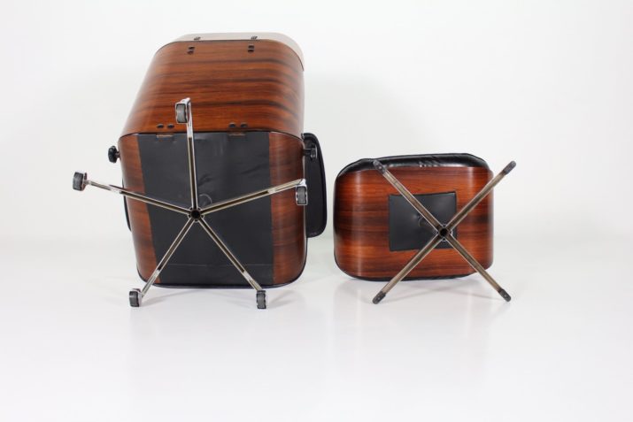 Lounge chair & Ottoman in leather and rosewood