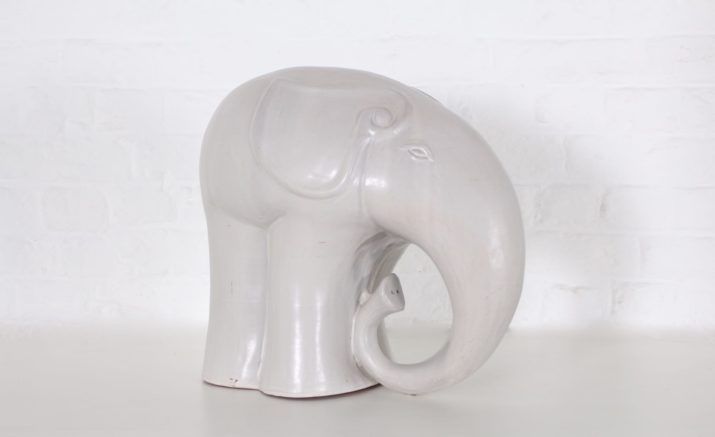 Elephant in glazed terracotta.