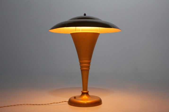 Art Deco lamp made of golden aluminum.