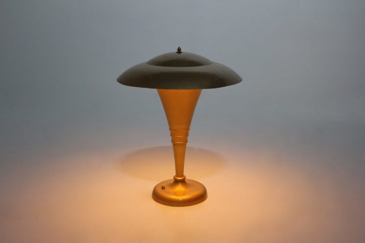 Art Deco lamp made of golden aluminum.