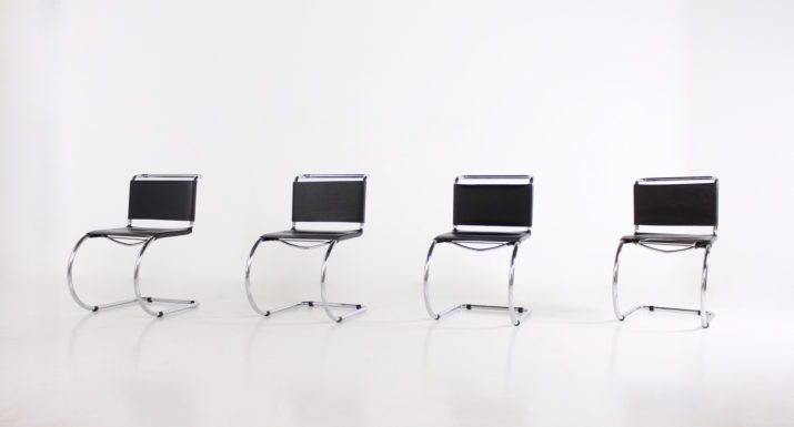 4 "MR10 Cantilever" stoelen Mies van der Rohe