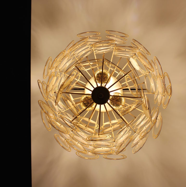 Chandelier with mother-of-pearl pendants Verner panton style