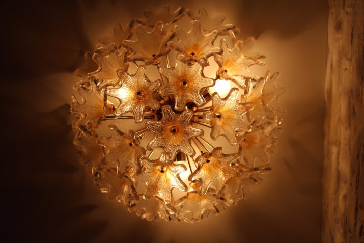 Paolo Venini Murano 'flowerball' sputnik plafondlamp