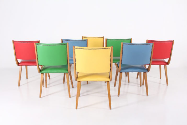 8 stoelen stijl Jens Risom