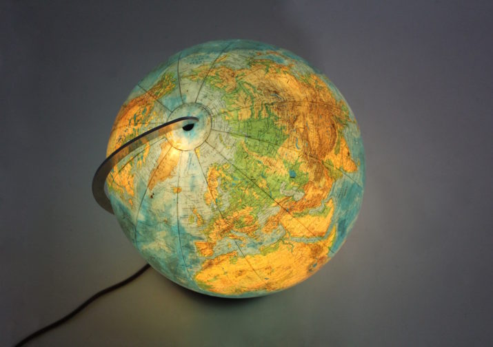 Verlichte wereldkaart 1960's