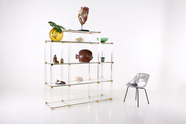 Plexiglass & Brass Claustra Shelf, Charles Hollis Jones