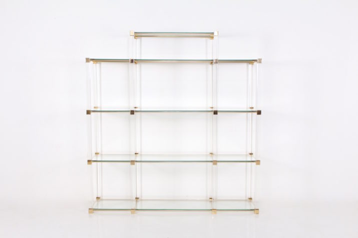 Plexiglass & Brass Claustra Shelf, Charles Hollis Jones