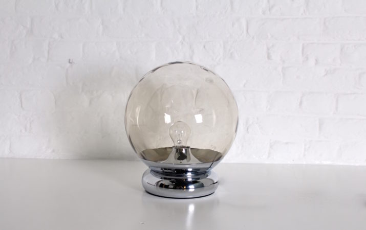Space-age globe lamp in amber glass