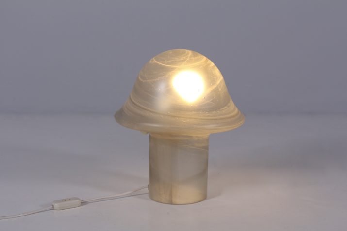 Mushroom lamp in blown glass.