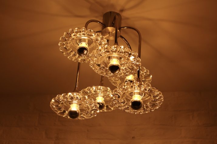 Ceiling lamp with glass flowers