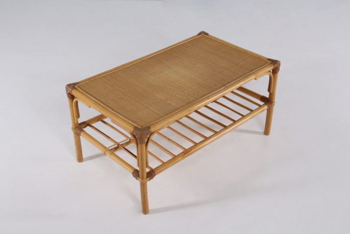 Bamboe en rieten salontafel