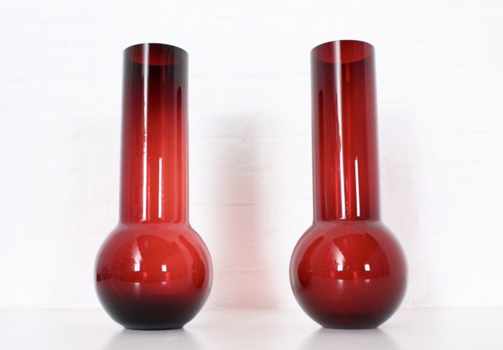 Pair of large ruby glass vases