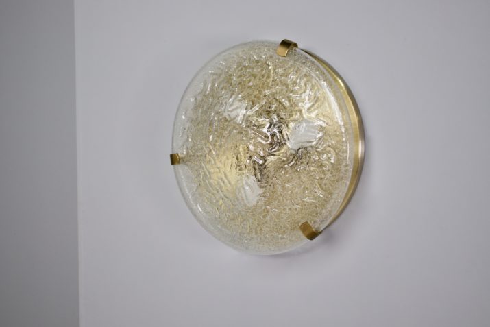 Round ceiling light in frosted glass 1970s