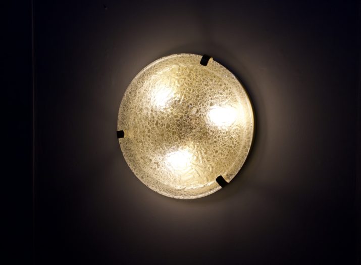 Round ceiling light in frosted glass 1970s