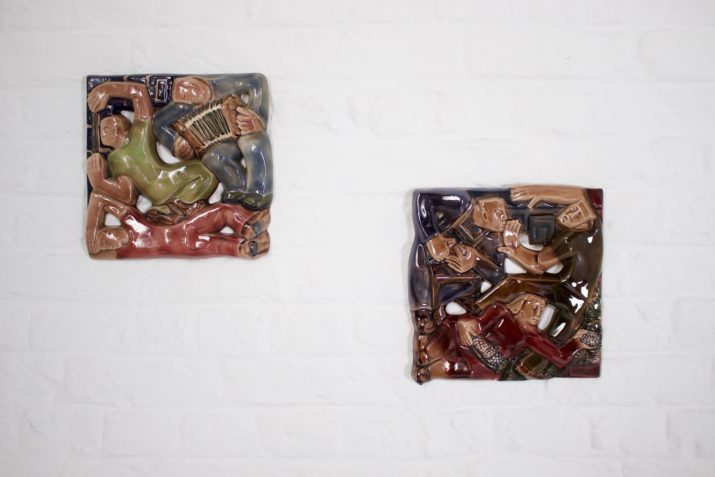 Coceram: Pair of cubist wall plates