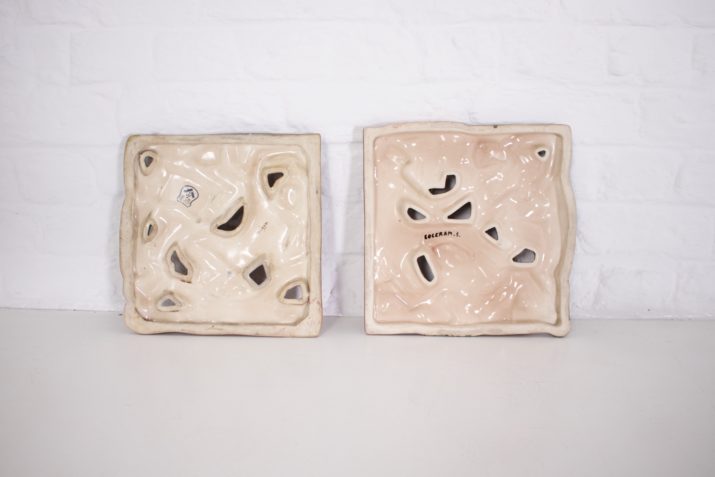 Coceram: Pair of cubist wall plates